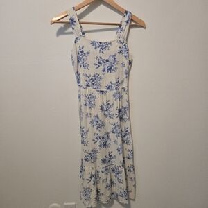Floral Blue and White Midi Dress